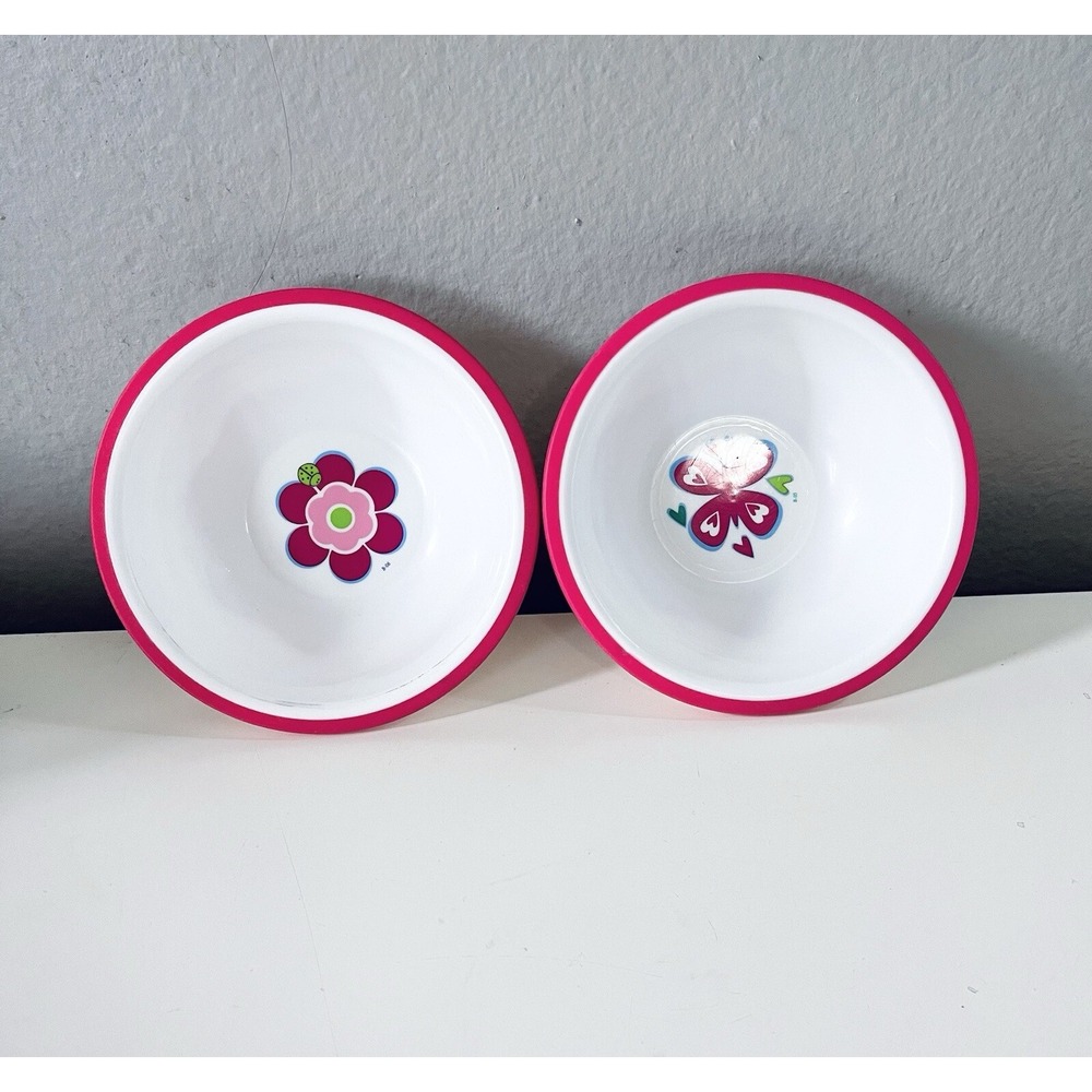 VINTAGE 2 Plastic Bowl Plates Kids Childrens Dinnerware Set, Butterfly Y2k‎